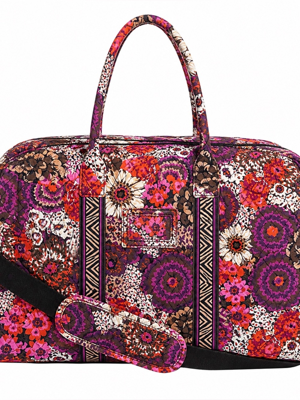 Vera Bradley Quilted Weekender Duffel Bag Floral | Large Travel Bag w/ Strap
